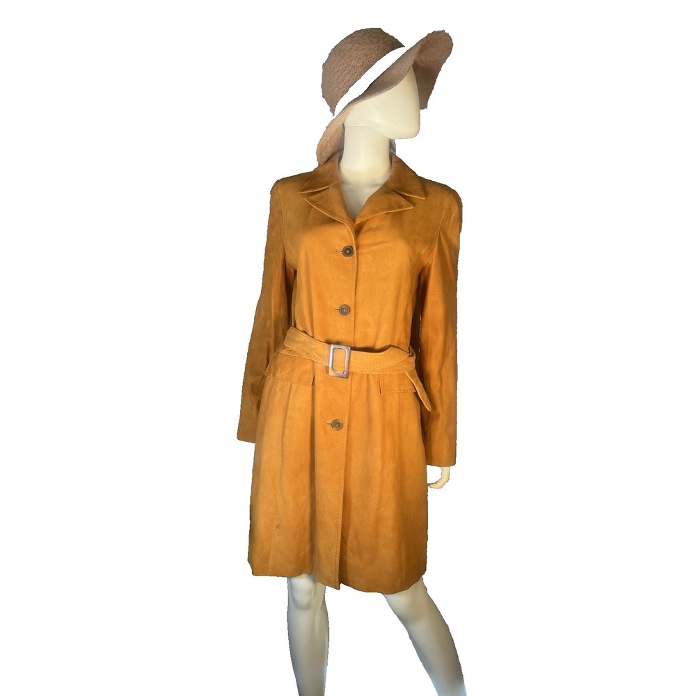 vtg fine suede coat jacket red beige womens sz 6 retro old money - Picture 8 of 10